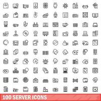 100 Server Symbole Satz, Gliederung Stil vektor