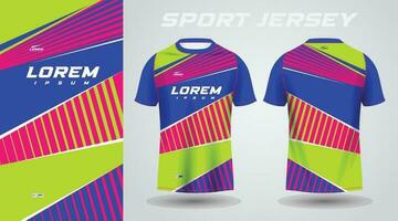 Blau Rosa Grün Hemd Fußball Fußball Sport Jersey Vorlage Design Attrappe, Lehrmodell, Simulation vektor