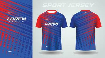 blå röd skjorta fotboll fotboll sport jersey mall design attrapp vektor