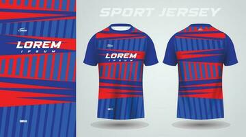 blå röd skjorta fotboll fotboll sport jersey mall design attrapp vektor