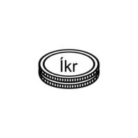 island valuta symbol, isländsk krona ikon, isk tecken. vektor illustration