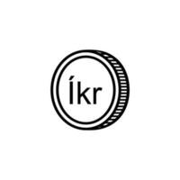 island valuta symbol, isländsk krona ikon, isk tecken. vektor illustration