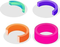 abstrakt 3d skinande ikon uppsättningar i lila, rosa, orange och grön Färg kombination, isolerat på vit bakgrund. kan vara för presentation. vektor