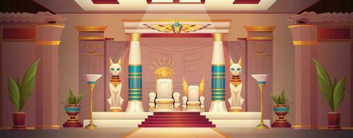 gammal egyptisk farao tron i palats interiör vektor