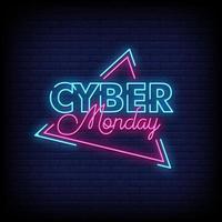 Cyber Montag Leuchtreklamen Stil Text Vektor