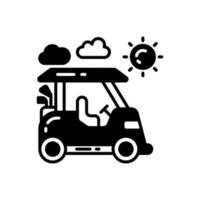 sol- golf vagn ikon i vektor. illustration vektor