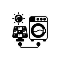 Solar- angetrieben Waschen Maschine Symbol im Vektor. Illustration vektor