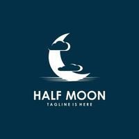 halvmåne måne logotyp mall i platt stil vektor