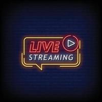 live streaming neonskyltar stil text vektor