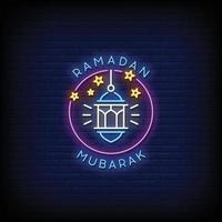 Ramadan Mubarak Leuchtreklamen Stil Text Vektor
