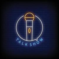 talk show logotyp neonskyltar stil text vektor