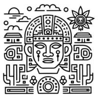 aztec mayan totem tatuering vektor ikon