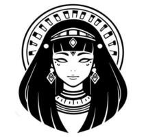 Kleopatra das Königin von uralt Ägypten, Symbol Vektor, süß Karikatur. vektor