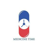 Zeit mit Pille Vektor Logo Vorlage. geeignet zum Geschäft. Apotheke, gesund, Netz und Design