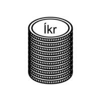 island valuta symbol, isländsk krona ikon, isk tecken. vektor illustration