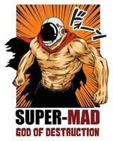 Vektor Illustration von wütend und mächtig Super Held. Original Charakter. geeignet zum Aufkleber, t Shirt, usw