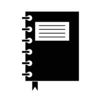 Hinweis Buch Vektor Symbol. gefüllt eben Zeichen zum Handy, Mobiltelefon Konzept und Netz Design. Tagebuch einfach solide Symbol. Symbol, Logo Illustration
