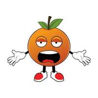 Orange Obst Karikatur Maskottchen mit wütend Gesicht .Illustration zum Aufkleber Symbol Maskottchen und Logo vektor