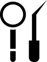 dental sond med lins ikon eller symbol. vektor