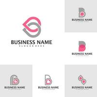 einstellen von Brief b Liebe Logo Vorlage, kreativ b Logo Design Vektor, Liebe Logo Konzept vektor