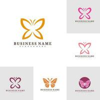 einstellen von Schmetterling Logo Vorlage, kreativ Schmetterling Logo Design Vektor