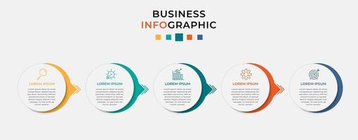 vektor infographic design affärsmall med ikoner och 5 alternativ eller steg