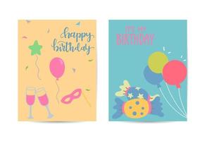 Grattis på födelsedagen gratulationskort vektor set med ballonger firande