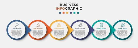 vektor infographic design affärsmall med ikoner och 6 alternativ eller steg