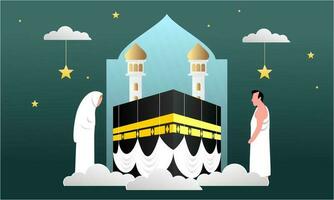 islamic pilgrimsfärd bön- för hajj mabroor illustration vektor