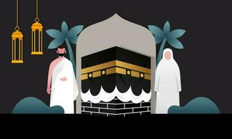 islamic pilgrimsfärd bön- för hajj mabroor illustration vektor