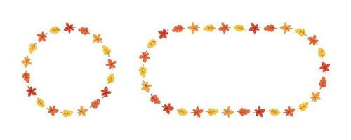 Herbst Blätter runden Rahmen Satz. Kranz von fallen Elemente, Halloween, das Erntedankfest Rand Vorlage. Vektor Illustration.