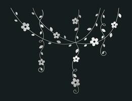 Silber Reben mit Blumen Vektor Illustration. einfach minimal golden Blumen- botanisch Vorhang Design Elemente zum Frühling.