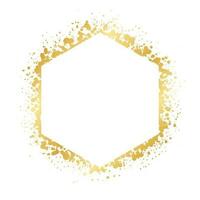 abstrakt Hexagon Gold Tinte Spritzer rahmen. golden vereiteln sprühen geometrisch Rand Vorlage. vektor