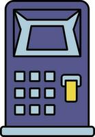 Blau Illustration von Geldautomat Maschine eben Symbol. vektor
