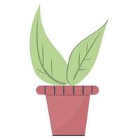 växtblad i en kruka vacker grön krukväxt isolerad vektor enkel trendig platt stil för inredning av trädgårdsdesign