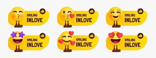 uppsättning inlove emoji-tecken som står med textetiketten vektor