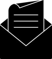 öppen kuvert med papper ikon i svart och vit Färg. vektor