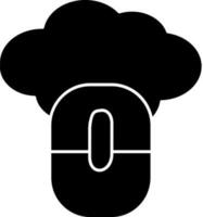 svart och vit moln med mus ikon eller symbol. vektor