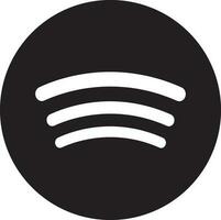 svart och vit Spotify logotyp. glyf ikon eller symbol. vektor