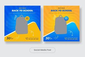 Zurück zur Schule Promotion Social Media Post Template Banner Set vektor