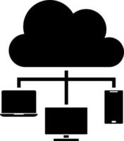 Wolke Server in Verbindung gebracht zu Clever Gerät Symbol. vektor