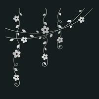 Silber Reben mit Blumen Vektor Illustration. einfach minimal golden Blumen- botanisch Vorhang Design Elemente zum Frühling.