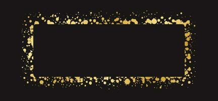 abstrakt rektangel guld bläck stänka ner ram. gyllene folie spray baner gräns mall. vektor