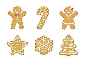 einstellen von süß Lebkuchen Kekse zum Weihnachten. isoliert auf Weiß Hintergrund. Vektor Illustration.