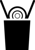 schwarz und Weiß Nudeln Tasse Symbol im eben Stil. vektor