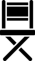 svart och vit illustration av hopfällbar stol ikon. vektor