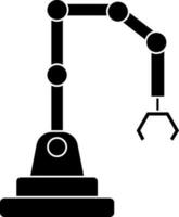svart och vit industriell robot ärm ikon i platt stil. vektor