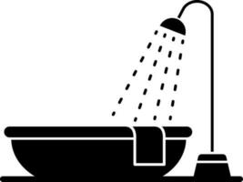 eben Stil Badewanne Symbol im schwarz und Weiß Farbe. vektor