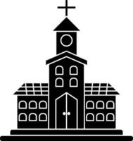 schwarz und Weiß Kirche Symbol im eben Stil. vektor