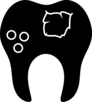 eben Stil Hohlraum Zahn Symbol im schwarz und Weiß Farbe. vektor